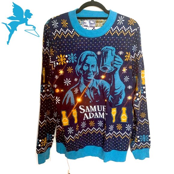 TIPSY ELVES X SAM ADAMS "Ugly" Christmas Sweater - LIGHTS UP! - Picture 1 of 9